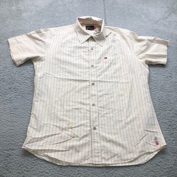 Vintage Y2K Quiksilver Short Sleeve Striped Button Up Shirt Mens Medium Slim - Picture 1 of 9